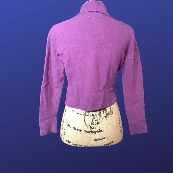 CHADWICK’S Cropped Cutaway “Fuzzy Sweater” Cardigan, Purple, NWOT, Size Large - Picture 2 of 8